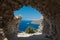 View of ruins of water cistern in Monolithos castle, Rhodes island, Greece