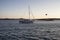 View of a sailboat, Aegean sea and landscape