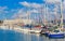 View of Sailing boats at Doca De Belem marina in Lisbon, Portugal