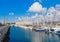 View of Sailing boats at Doca De Belem marina in Lisbon, Portugal