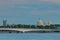 View on the Saint Alexander Nevsky Lavra and the Alexander Nevsky Bridge in Saint Petersburg, Russia in the evening or white nigh