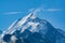 View from Saint-Gervais-les-Bains to white top of Mont Blanc mountaine range in summer