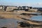 View of Saint Malo`s embankment from the Grand-Be at low tide