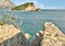 A view of Saint Nicolas Island Sveti Nikola Island from the Citadel of the Old Town of Budva, Budva, Montenegro