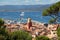 View of Saint Tropez France cityscape and harbor from the Citadelle