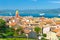 View of Saint-Tropez with sea and blue sky