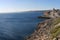 View of salento rocky coastline at Santa Cesarea Terme touristic