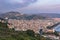 View of Salerno city at sunset