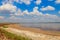 View of salt Ustrichnnoe oyster lake in Kherson region, Ukraine