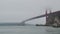 View of San Francisco Bay, Golden Gate Bridge, and Fort Point on foggy, overcast day