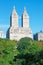 View of the San Remo building and a pond in Central park, New York