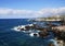 View on San Telmo beach with natural rocky sea pools in Puerto de la Cruz,Tenerife, Canary Islands,Spain.