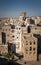 View of sanaa city old town architecture skyline in yemen