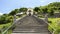 View of the Sanctuary of Altino and its staircase. City of Albino, Bergamo, Italy