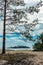 View from a sand beach with pine trees on a island on Ladoga lake in Karelia