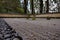 View of sand and stones ground in the Portland Japanese Garden, karesansui style