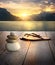 View of sandals and rocks on dock