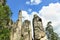 View of the sandstone Pillars. Teplice-Adrspach Rock Town. Rocky town in Adrspach - National Nature Reserve in the Czech Republic