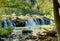 A view of a Sandstone waterfall on the new river in West Virginia, USA.