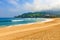 View of sandy beach in Bakio, Basque country, Spain