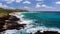 View of Sandy Beach Park, from the Halona Blowhole lookout, Hawaii.