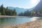 View of sandy beach and Similkameen River on a sunny day at Bromley Rock Provincial Park