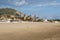 View on sandy beach of Terracina, Tyrrhenian Sea bay, ancient Italian city in province Latina, Italy