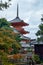 The view of Sanju-no-to three-storied pagoda at Kiyomizu-dera temple. Kyoto. Japan