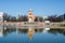 view of the sankt michael kirche in berlin which is facing huge pond....IMAGE