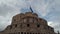 View Sant Angel Castle in a cloudy winter day with seagulls flies around- Rome