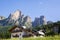 View of Santa Fosca village and Dolomites in summer