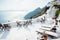 View from Santorini with chairs and deck chairs