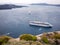 View of Santorini volcano and ships