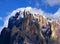 View of Sassolungo and Sassopiatto mountains of the Langkofel Group in Seiser Alm, Dolomites, Italy, Europe