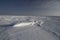 View of Sastrugi, wind carved ridges in the snow, near Arviat, Nunavut