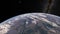 View from satellite flying over Planet Earth from space 3D illustration orbital view, our planet from the orbit