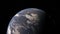 View from satellite flying over Planet Earth from space 3D illustration orbital view, our planet from the orbit