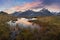 View of the Savoy Alps-Europe. Grandes Jorasses and Mer de Glace behind the clouds. Winter season in France. First snow