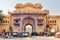 View of scenic gate at Gangori Bazaar in Jaipur, India