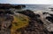 View of the scenic lava rock cliff  in the Linosa island