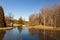 View of a scenic park at an afternoon in late autumn