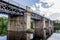 A view of scenic railway bridge crossing river Dee near Duthie park, Aberdeen