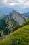 View from Schafberg mountain to peak Spinnerin.