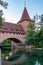 View of Schlayerturm in German town Nurnberg