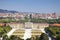 View of Schoenbrunn Palace with Great Parterre garden in Vienna, Austria