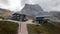 View of the Scoiattoli hut in Cinque Torri. Cortina D`Ampezzo, D