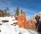 View from Scouts Lookout on Angels Landing Hiking Trail in Zion National Park in Utah