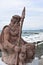 View of the sculpture of Neptune on the beach background Sochi,