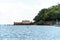 View from the sea of the architecture of the fort of Morro de Sao Paulo