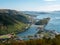 View of the sea bay and seaport from Mishennaya Sopka. Kamchatka Peninsula, Russia